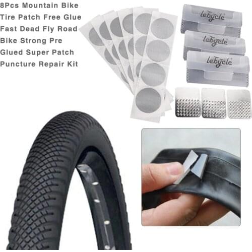 8Pcs Ultra-thin Bike Tire Patch Glue-free Fast Tire Repair Artifact Dead Fly Bicycle Strong Pre Glued Patch Puncture Repair Kit