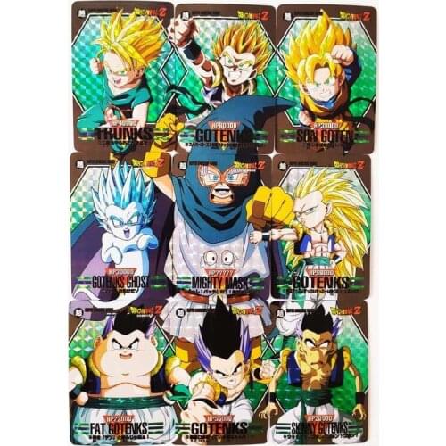 9pcs/set Dragon Ball Z Son Goten Trunks Fighting Copy 9In1 Super Saiyan Goku Vegeta Hobby Collectibles Game Collection Cards