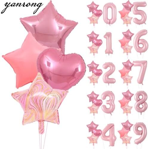 40inch Agate marble Star Heart Pearl Pink Big size Digital Globos Balloons Wedding Party babyshower Birthday Decorations