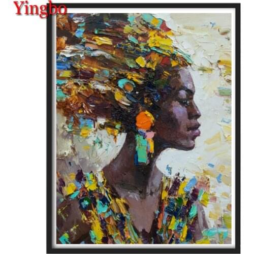 African woman diamond mosaic Full Square Round stones DIY Diamond Painting Cross Stitch Kits rhinestone Embroidery decor