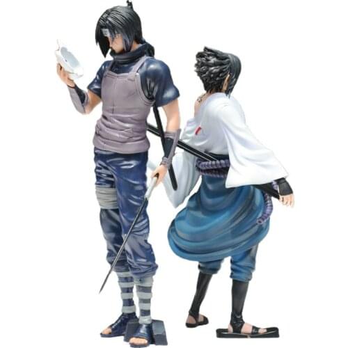 Naruto Shippuden Anime Figure GK Uchiha Itachi Sasuke Oversized 26CM ABS Model Statue Desktop Collectible Toy For Kid Gift Figma