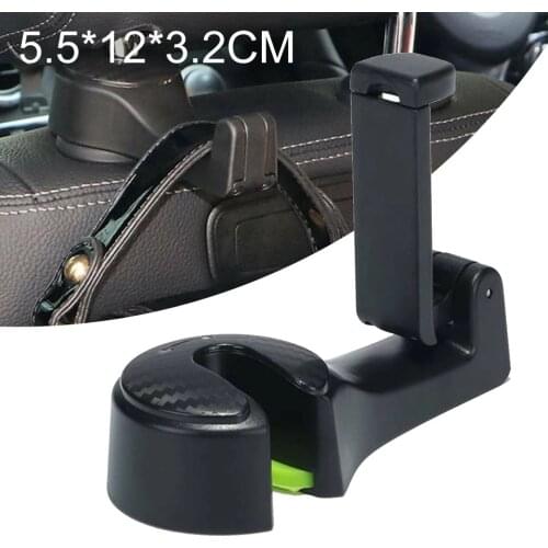 Car Seat Back Hook 2 in 1 Car Headrest Hook with Phone Holder Seat Back Hanger for Bag Handbag Purse Grocery Cloth Foldble Clips