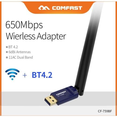 CF-759BF 5G WiFi Adapter 802.11b/g/n/AC 650M PC Wireless wifi network card bluetooth 4.2
