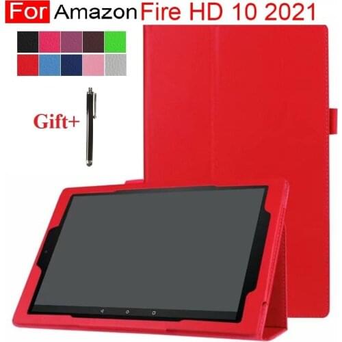 Pu Leather Case for Fire HD 10 2021 For Fire HD 10 2019 2017 Smart Cover for Fire HD7 HD 7 HD8 HD 8 Plus 2017 2018 with Stylus