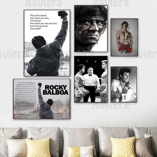 Black and White Poster Rocky Balboa Inspirational Quotes Rock Boxing Bodybuilding Canvas Painting Gym Wall Art Living Room Decor