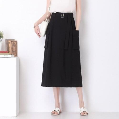 Black Half-length Skirts Womens Long Skirt Spring & Autumn New High Waist A-line Skirt Mid-length OL Style Skirts BSQ481