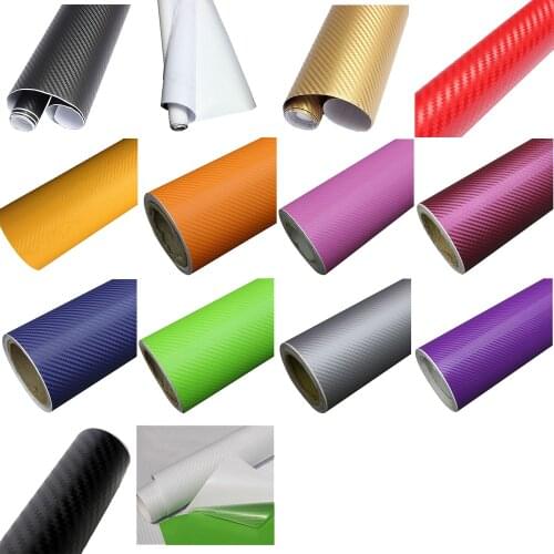 DIY 30x127 3D Carbon Fiber Decal Vinyl Film Wrap Roll Adhesive Car Sticker Sheet yellow