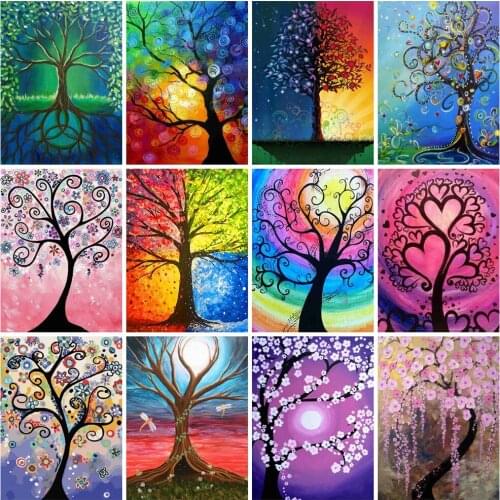 EverShine 5D DIY Diamond Art Painting Tree Cross Stitch Diamond Mosaic Full Square Cartoon Decor For Home Picture Rhinestones