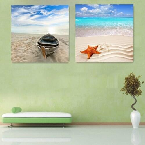 HD Printed Canvas Art Painting Beach Starfish Boat Picture For Bedroom Office Hotel Home Decor Painting Canvas Nordic Poster