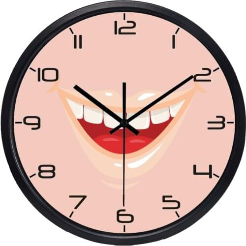 Hot Selling Men and Women Modern Style Dental clinic Smile Mouth Wall Clock Quartz Tooth Watch