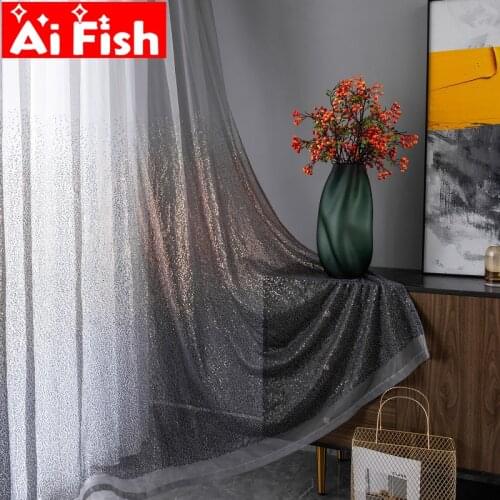Exquisite Luxury Gray Voile with Gold Sequin Glitter Sequin Tulle Sheer Window Screen Curtains for Living Room Drapes MY263#4