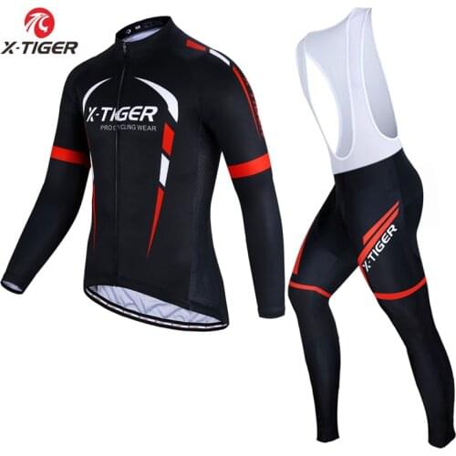 X-Tiger Long Sleeve Cycling Jerseys Set Spring MTB Bicycle Clothes Ropa Maillot Ciclismo Bike Wear Bicycle Clothing Cycling Set