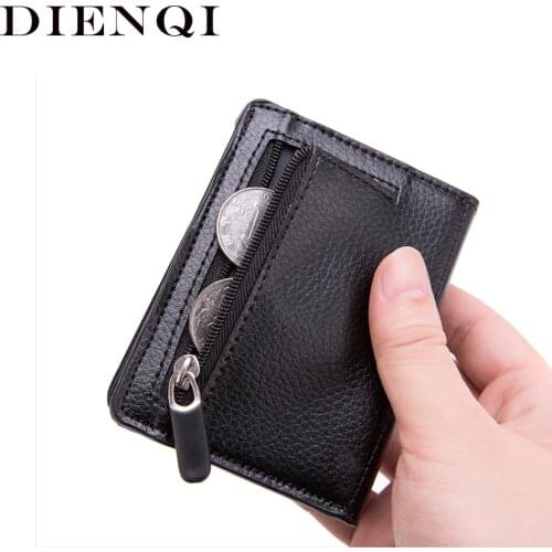 DIENQI Anti Rfid Carbon Fiber Credit Card Holder Case Wallet Coin Leather Cardholder Pocket Bag Slim Thin Men Minimalist Wallet
