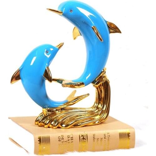 Creative resin dolphin lover Design statue home decor crafts room decoration objects wedding parlor figurines love souvenir gift