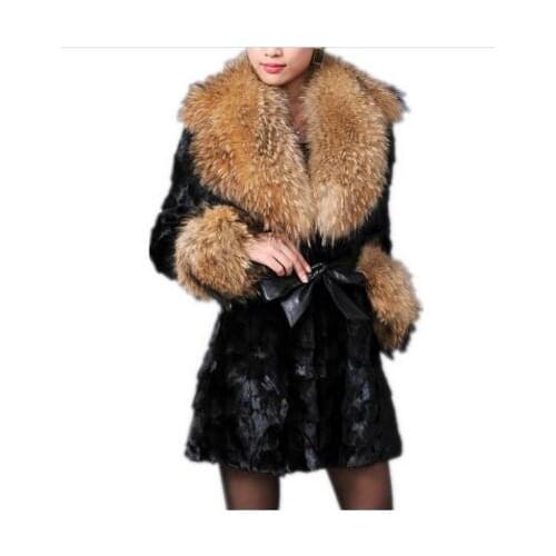 Newest S/9Xl Female Winter And Autumn Long Section Fake Fur Jackets Large Size Womens Man-Made Fur Warm Outwears Tops Coats K838