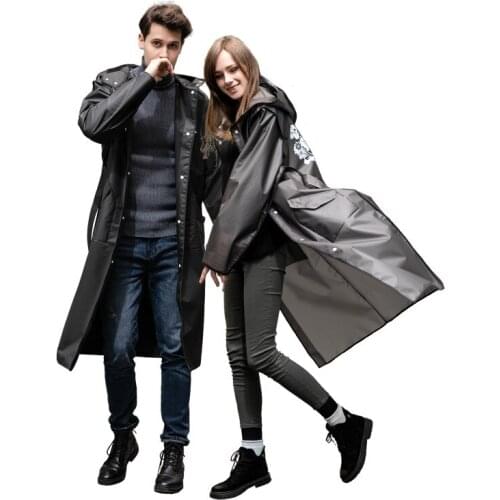 Fashion EVA Raincoat Female Adult Male Iong Outdoor Hiking Waterproof Portable Belt Windbreaker