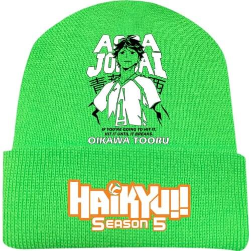 Cartoon Haikyuu!! Shoyo Hinata Kageyama Knitted Masked Hat Brimless Pullover Cap Headgear Helmet