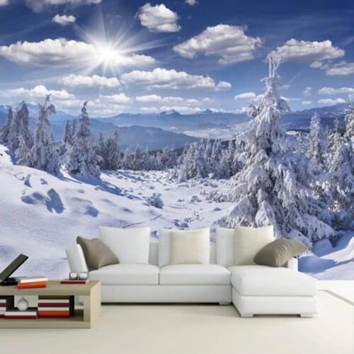 Custom Mural Wallpaper 3D Stereo Blue Sky And White Clouds Snow Scenery Fresco Living Room TV Sofa Bedroom Papel De Parede Sala