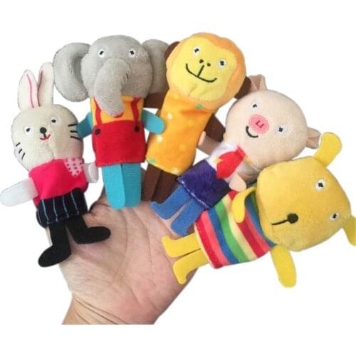 New 5pcs/set Cartoon Animal Finger Puppet Baby Plush Toys For Children Lovely Kids Plush Toys Baby Favor Dolls Vinger Puppet