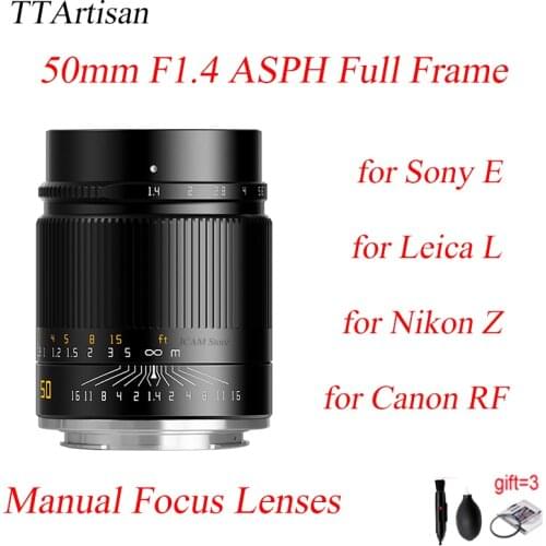 TTArtisan 50mm F1.4 ASPH Full Frame MF Manual Focus Lens for Sony E Canon RF Nikon Z Leica L mount Sigma Lumix Cameras