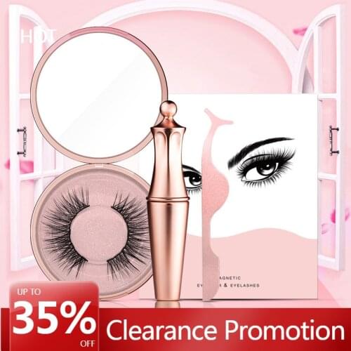 Natural Thick Magnetic Eyelashes Eyeliner Set Handmade No Glue Prevent Allergy Magnetic Fake Eyelashes With Eyelashes Applicator