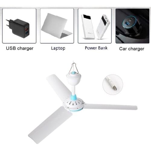 12V Ceiling Fan, Portable Hanging Camping Tent Fans for Outdoor Gazebo, DC Battery Powered Fan