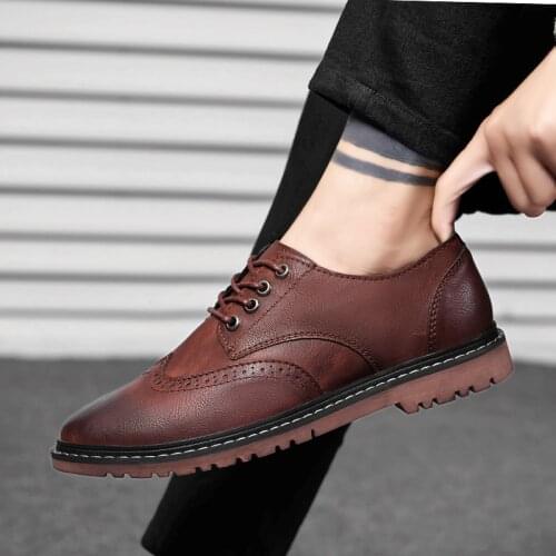 Luxury Oxford Leather Shoes Men outdoor Breathable fashion Shoes Male Office Flats brogue Footwear Mocassin Homme big size 47