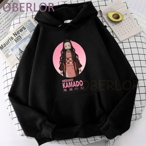 Nezuko Kimetsu No Yaiba manga Womens sweatshirt fashion Mans Hoodies Streetwear long sleeve harajuku Oversized black hoodie