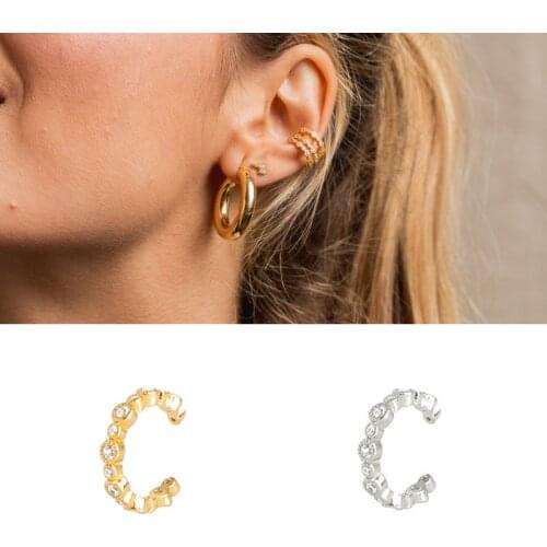 CANNER 100% 925 Sterling Silver Clip on Earrings Vintage Carrting earing Crystal Ear Cuff orecchini Nose Ring Women Earrings