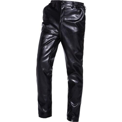 Winter Mens Fleeces Casual PU Leather Pants Brushed Trousers Thick Bottoms Thickened Men Thicken Warm locomotive Leather Pants