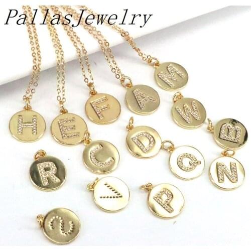 10Pcs Micro Zircon Pave Pendant for Necklace Gold Plated A-Z Alphabet Pendants Inital Letter Charms For Jewelry Making