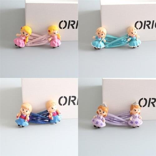 2 PCS Creative Fine Princess Resin BB Clip Hairpins Children Headwear Baby Hair Clips Headdress Girls Hair Accessories