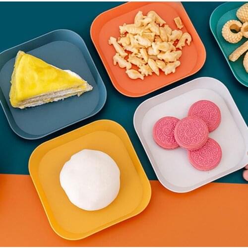 2Pcs Table Plates Square Dessert Dishes Flexible Multifunctional PP Colorful Smooth Fruit Dishes Table Decoration Plate Home