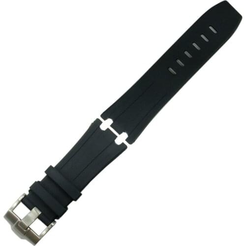 28mm black Rubber Silicone Waterproof with Gold stainless steel pin buckle Watch Strap For AP Watchband