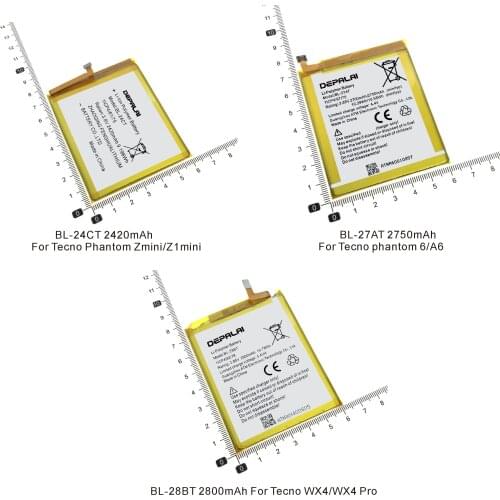 BL-24CT BL-27AT BL-28BT Battery For Tecno Phantom Zmini Z1mini phantom6 A6 WX4 WX4Pro Mobile Phone Batteries