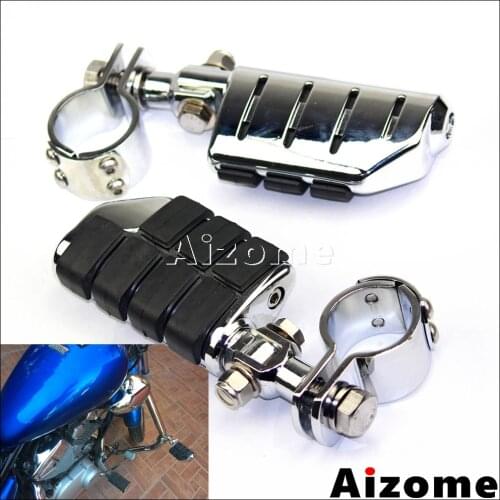 Aluminum 32mm 1-1/4" Clamps Footpegs Motorcycle Footrests Foot Pegs For Harley Honda Yamaha Suzuki Bobber Chopper Cafe Racer