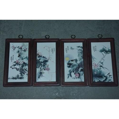 Antique porcelain brand painting,Flowers & insects, 4 pieces/pack, Hand-painted crafts, best collection