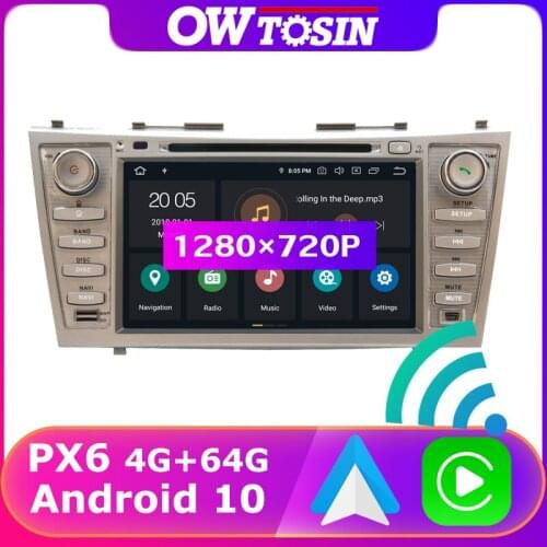8" 1280*720P Android 10 PX6 4+64G Car GPS Radio For Toyota Camry Auto Stereo Carplay HDMI WiFi Car DVD Multimedia Player TDA7850