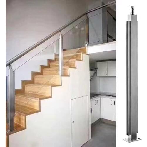 Freeshipping Stainless Steel SUS 304# Square Balustrade Armrest Fence Rod Groove Pipe Post for Stair
