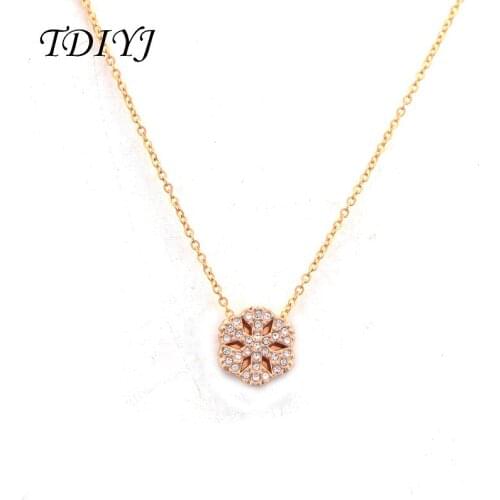 TDIYJ Crystal Snowflake Keeper Necklace Rhinestone Slide Charms Pendant Necklace Women Link Chain Choker Jewelry 1PCS
