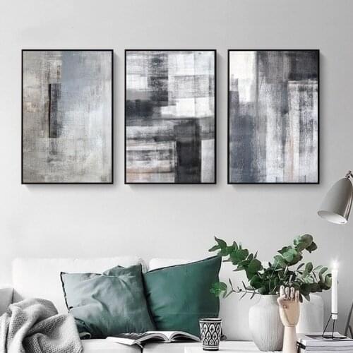 Black And White Gray Canvas Painting Abstract Wall Art Picture Poster And Print Home Decoration For Living Room Unframed
