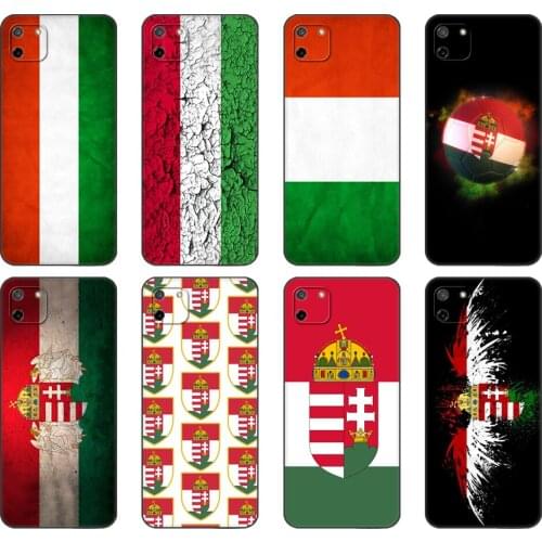 Black tpu Case For OPPO Realme C11 C20 C21 Case Back Cover Bumper Hungary Hungarians Flag