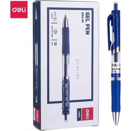 Deli Retractable Gel Pen TiP 0.5mm Black Blue color Writing Tools School Office supplies Stationery gel ink pens EQ10420