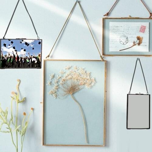 2-side Wall Hanging Glass Photo Frame Picture Frame DIY Photo Frame Dried Flowers Leaves Plants Preserver Display Holder