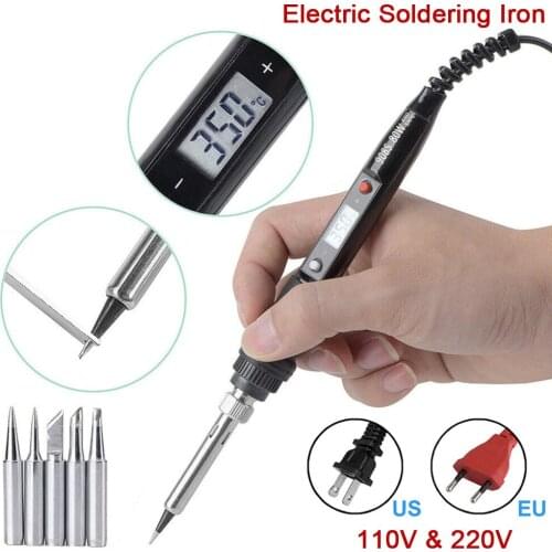 80W Electric Soldering Iron Adjustable Temperature LCD Digital Display 110V 220V Welding Solder Iron Tips Repair Rework Tool Kit