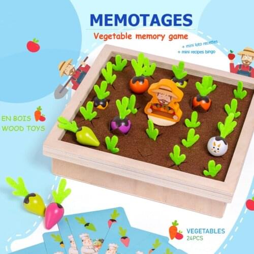 Kindergarten Early Education Montessori Teaching Aids Wooden Radish Size Matching Toys Vegetable Fruit Memory Game Birthday Gift
