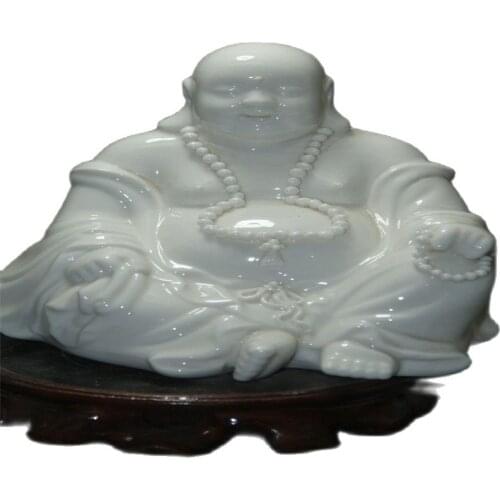 Fine China Dehua Old White Porcelain Hand Carved Excellent Buddha Old Statue Porcelain Statue