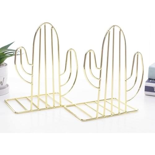 Nordic Style Book Shelf 2pcs Holder Support Bookends Decorative Study Cactus Shaped Stand Storage Non-Skid Desk Organizer Office