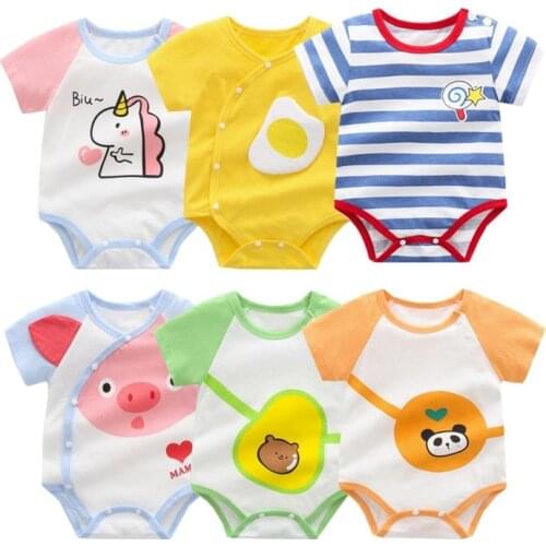 Twin Baby boys Bodysuit Summer Toddler Baby Girls Cartoon Short Sleeve Newborn Baby Clothes Cotton Boys Infant Jumpsuits