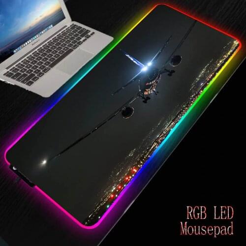 XGZ Aircraft Computer Mouse Pad RGB LED Light Gaming MousePad Large Mousepad Gamer XXL Mause Carpet PC Desk Mat Keyboard Pad